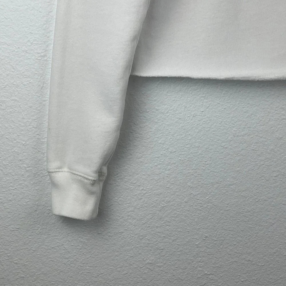 Abercrombie & Fitch Sweatshirt Womens Sz S Spell Out Logo Cropped Pullover White - Picture 6 of 7